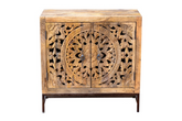 Antique Indian Jali Hand Carved Solid Wooden Cabinet Natural 90x40x90cm A0140